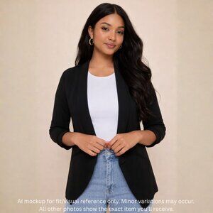 Lulus Black Open Front Blazer NWT Size Large Career Business Casual Jacket